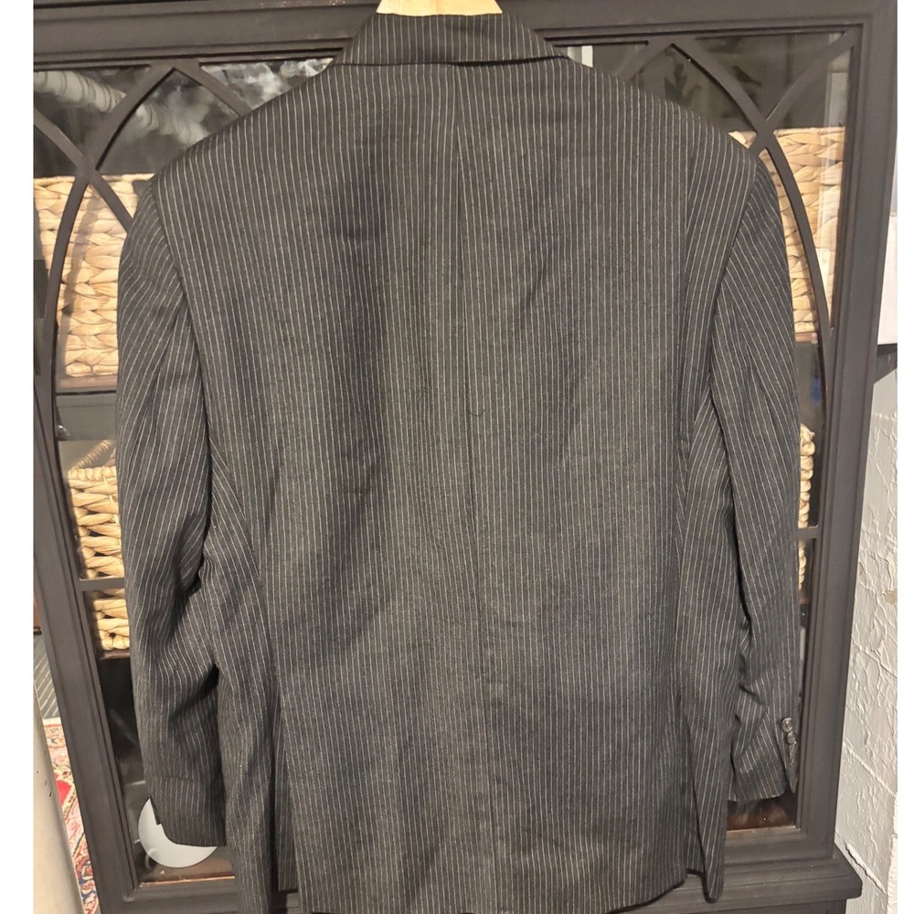 Lauren Ralph Lauren Blazer Mens 40S Grey Wool Cashmere Pinstripe Sport Coat - Picture 2 of 8